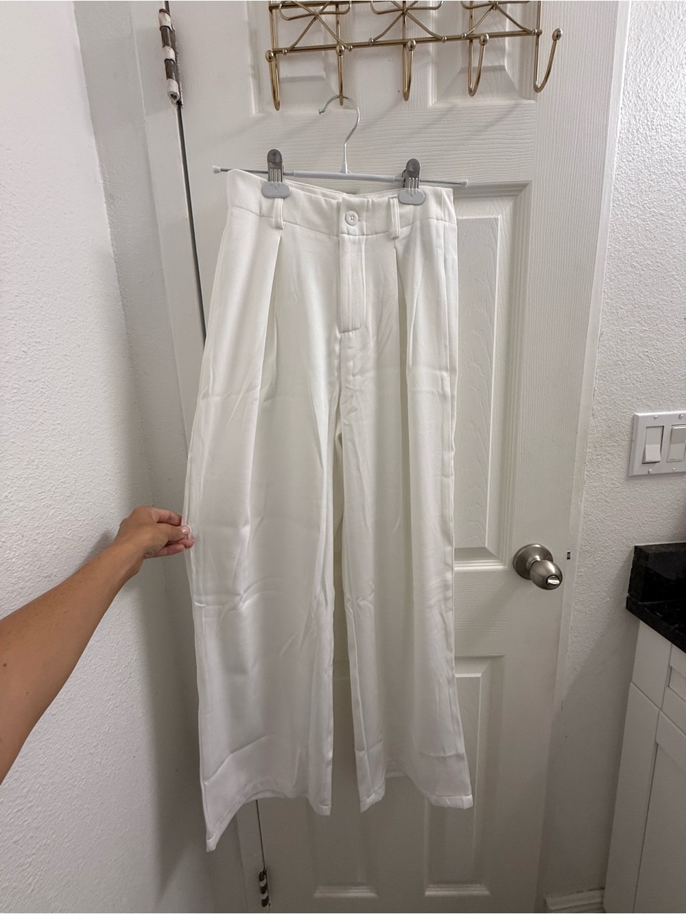 White High-Waist Wide Leg Trousers